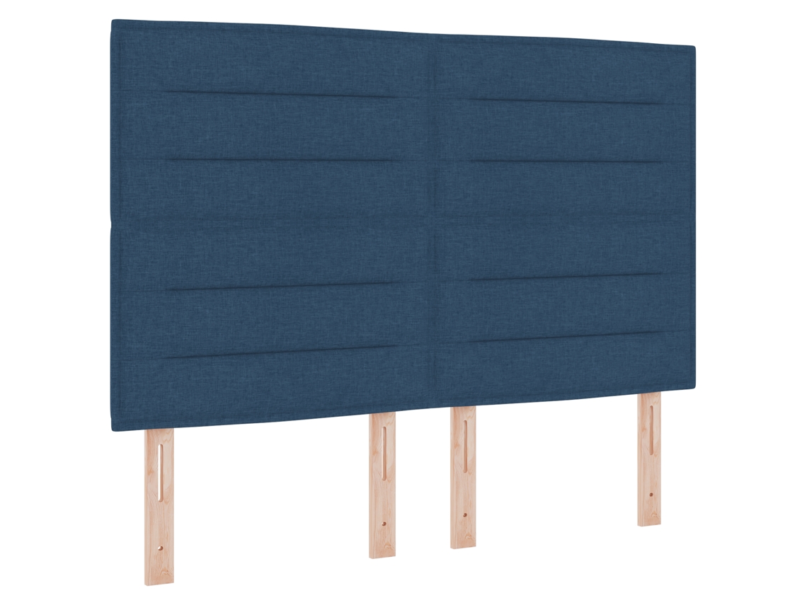 Cama Con Base De Resortes Azul Con Colchón Tela Vidaxl Azul Fabric (160x200 Cm)