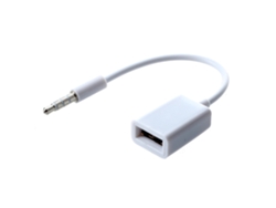 Cable convertidor de audio para coche, conector auxiliar macho de 3,5 mm a USB 2.0 hembra, blanco