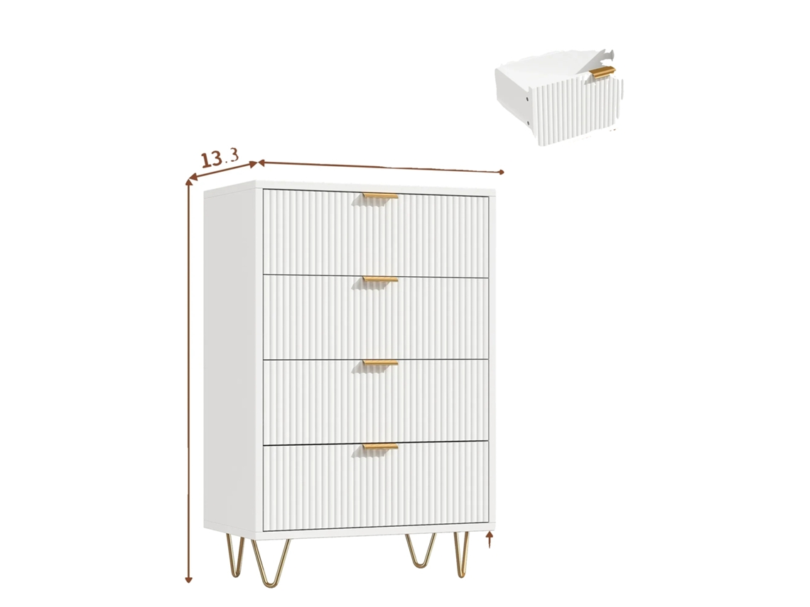 Aparador, amplio espacio de almacenamiento, diseño moderno, 60 x 34 x 91 cm, 4 cajones, 1 unidad