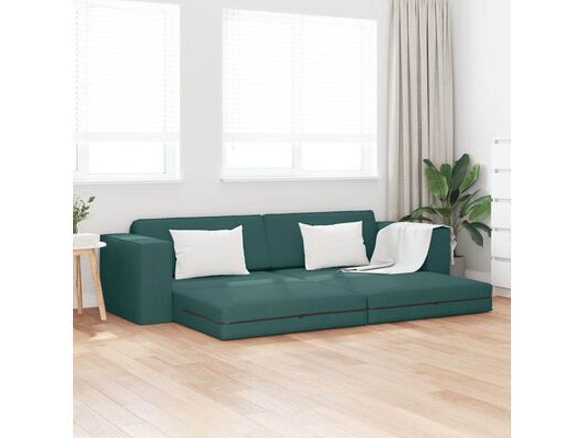 Sofá Cama 2 En 1 Verde Oscuro 245x150x60.5 Cm De Tela Wsd967830
