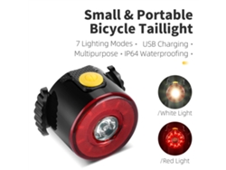 Lanterna Traseira de Bicicleta Compacta À Prova de Água Recarregável USB Modos de Luz Noturna Mali