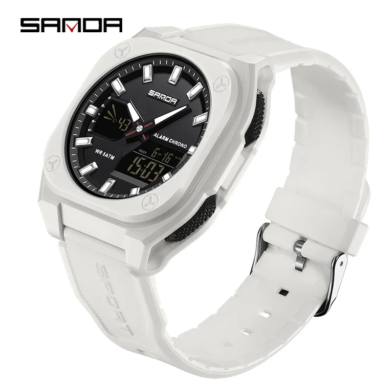 Reloj De Cuarzo Para Hombre (blanco), Cronometraje Deportivo Militar, Resistente Al Agua.