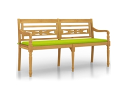 Maison Exclusive - Banco Batavia Con Cojín Verde Brillo Madera Maciza Teca 150 Cm