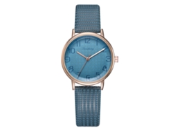 Reloj De Pulsera De Moda Para Mujer Con Movimiento De Cuarzo Y Delicada Esfera Redonda (azul)