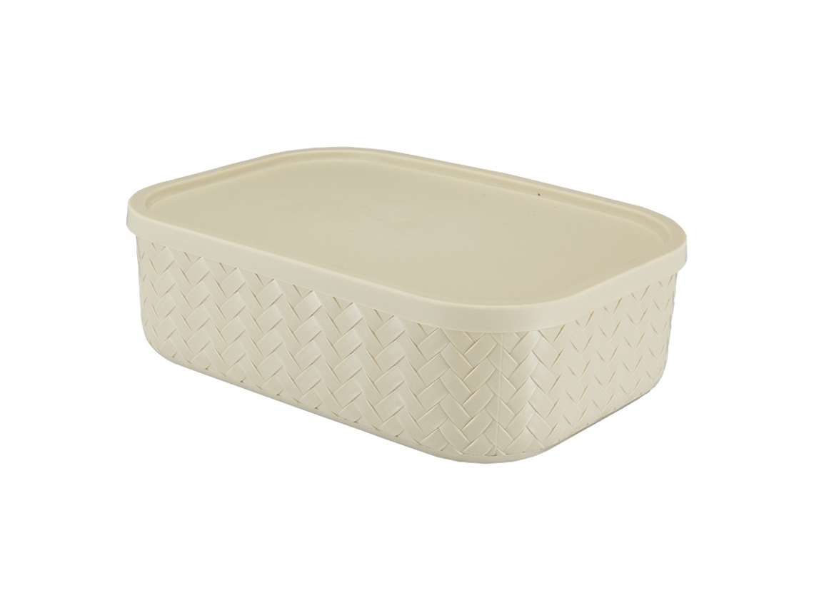 Caja pequeña de ratán artificial para guardar ropa, color beige
