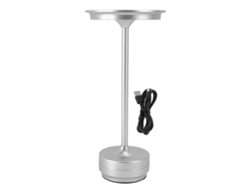 Lámpara De Mesa Led Inalámbrica Recargable Con Control Táctil Y 3 Fuentes De Luz - Plateada