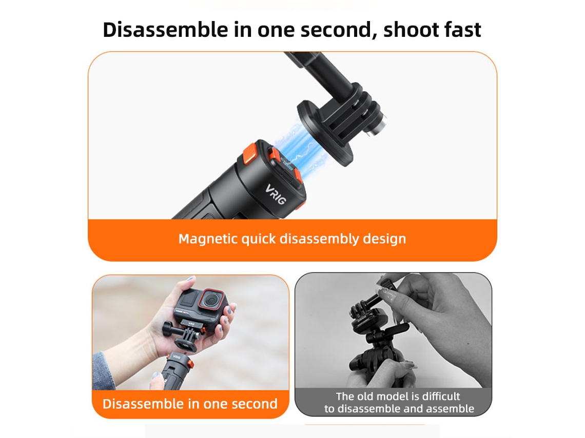 Trípode extensible Palo Selfie para GoPro con base ajustable.