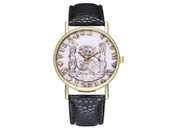 Reloj De Pareja De Cuero Con Patrón De Moneda Dollar Moda Unisex Negro