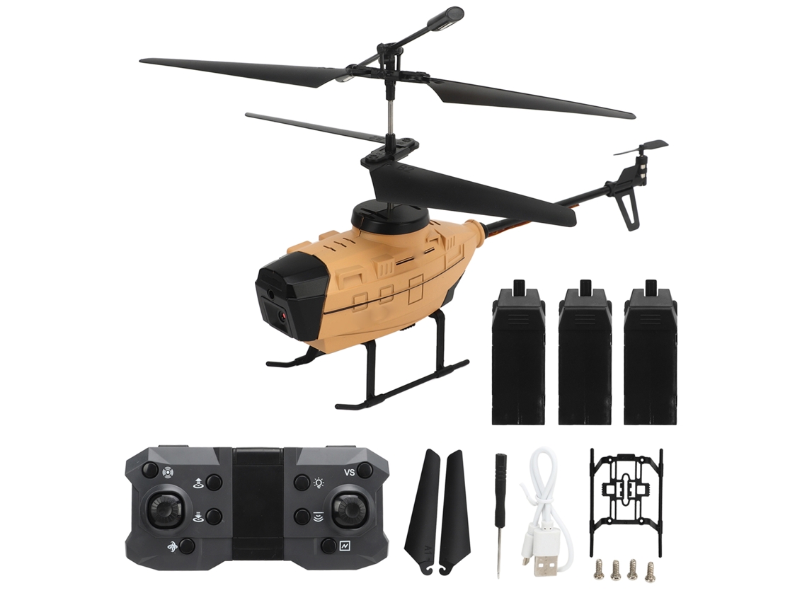 Helicóptero Teledirigido Con Sistema Automático De Evasión De Obstáculos, Cámara Dual 4k Y 3 Baterías - Amarillo Terra