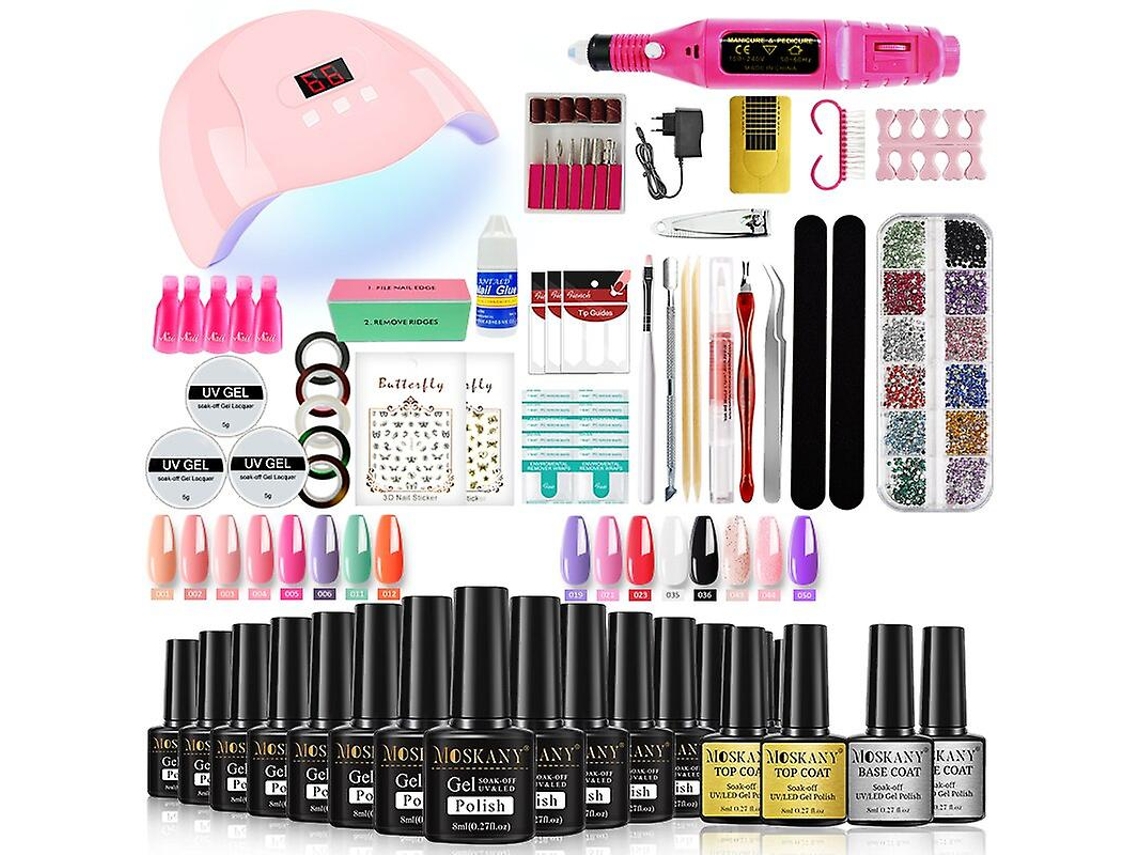 Kit de manicura profesional con lámpara UV y taladro para todo tipo de esmaltes en gel. 14 piezas. Ly Ebike