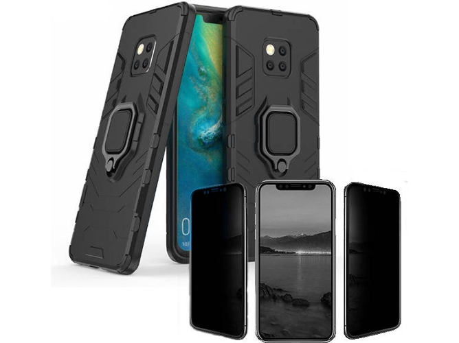 Kit Carcasa y Protector Privacy Huawei Mate 20 Pro Military Defender Negro