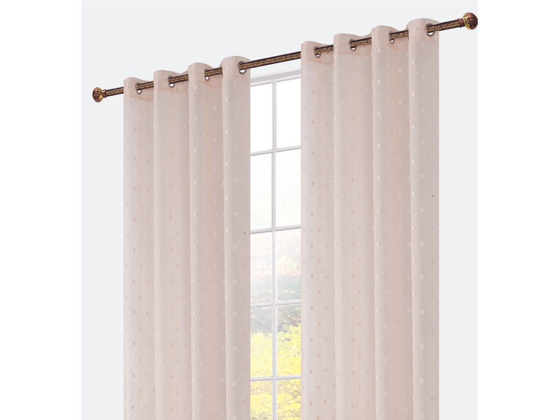 Cortina bordada con flores de algodón 140 x 260 cm Rosa - Individual