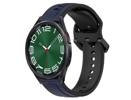 Correa de reloj inteligente para Samsung Galaxy Watch 6 Classic 47 mm 20 mm Bucle convexo de silicona de dos colores (azul medianoche + negro)