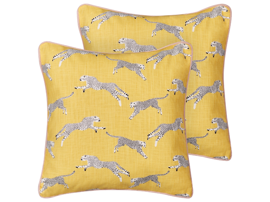 Cojines decorativos BELIANI Arales de Algodón Amarillo 45x45x6