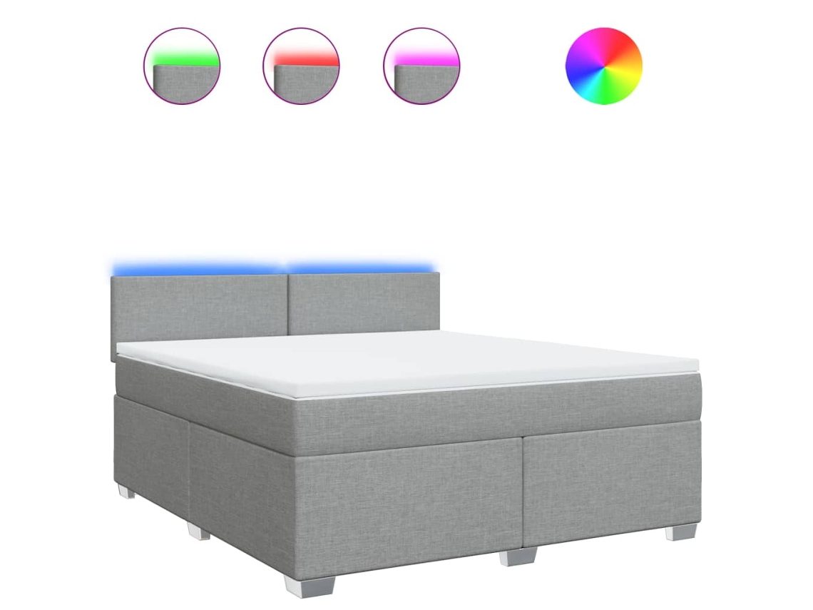 Maison Exclusive - Cama Box Spring Con Colchón Tela Gris Claro 180x200 Cm