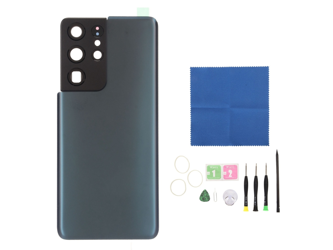 Reemplazo De Cubierta Trasera De Vidrio Con Lente De Cámara Preinstalada Y Cinta Adhesiva Para Galaxy S21 Ultra (azul)