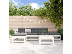 Conjunto de salón de jardín de 2 piezas de pino macizo blanco Dkd Home Decor
