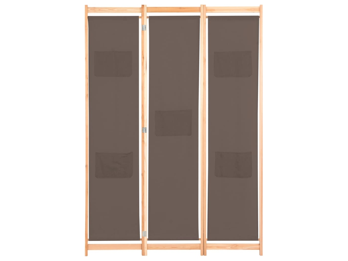 Biombo de 3 paneles, 120 x 170 x 4 cm, tela marrón, WSD256053, Adorable Home