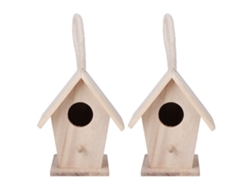 2 Casitas De Pájaros De Madera Para Colgar, Nidos Decorativos Para Jardín Exterior.
