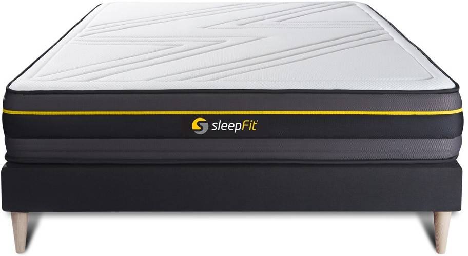 Conjunto de Somier Negro + Colchón SLEEPFIT Active (140x210 cm - Espuma Viscoelástica)
