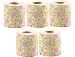 Rollos de papel higiénico con estampado floral, pulpa rosa compacta para decoración de baño, elegante Gokoco