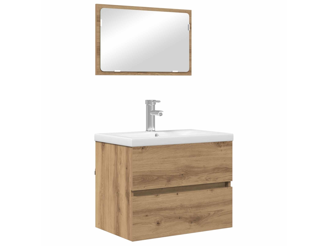 Juego de muebles de baño de roble hechos a mano de 3 piezas