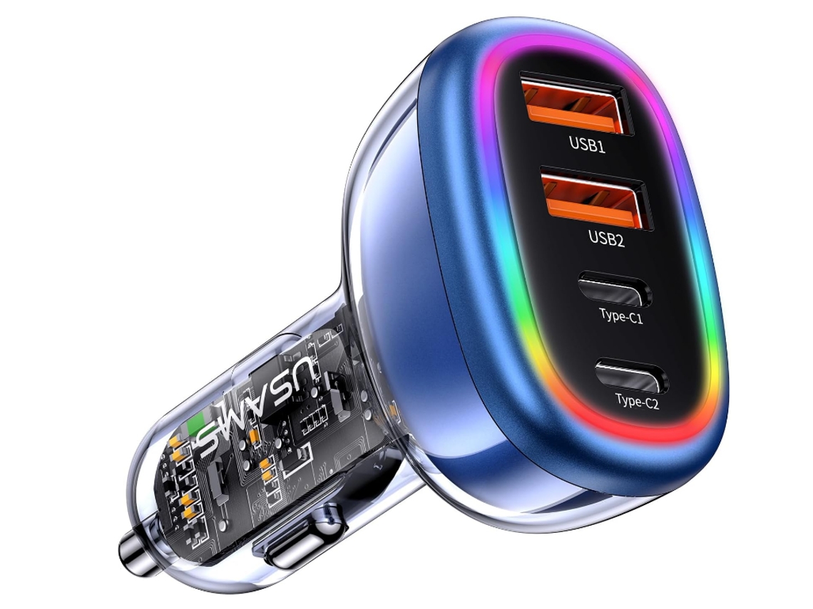 Carregador Isqueiro Yizhood Us Cc169 Rgb Transparente Negro