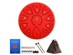 Tambor Handpan Digitallab de 6 pulgadas con 11 notas menores para niños, incluye baquetas (rojo).