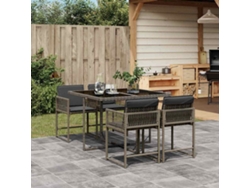 Juego de comedor de jardín de 5 piezas DKD Home Decor con cojines de mimbre gris