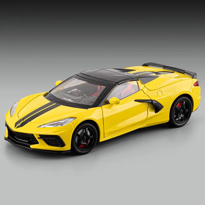 Coche De Juguete A Escala 1:22, De Metal Fundido A Presión, Color Amarillo, Con Efectos De Sonido Y Luz.