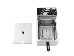 Freidora eléctrica, capacidad de 6 L, potencia de 2500 W, rango de temperatura de 140 a 392 ℉, color plateado