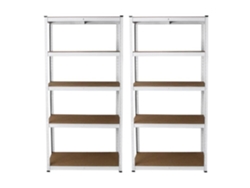 Juego de 2 Estantes y Racks Blancos 90 X 40 X 180cm en Acero Galvanizado 5 Niveles Capacidad Total de 1000kg 100 Sin Tornillos