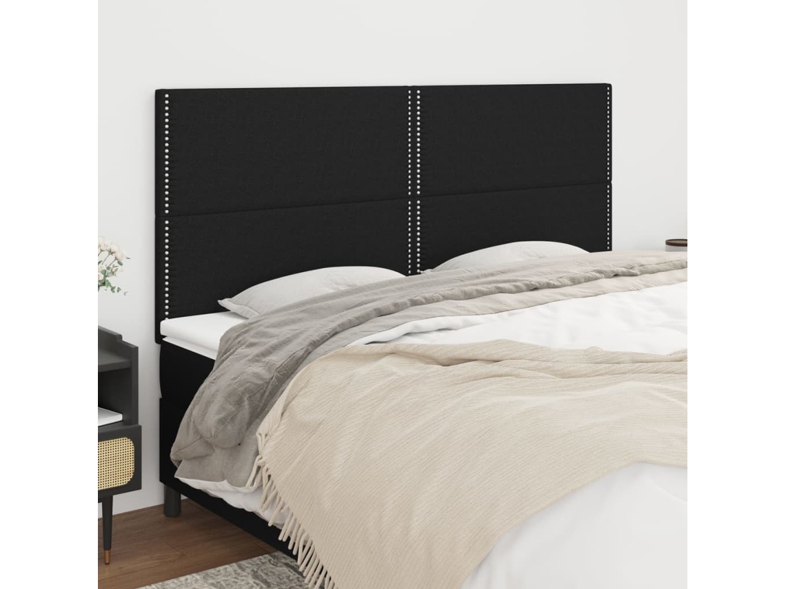 Cabeceros 4 Unidades De Tela Negro 80x5x78/88 Cm