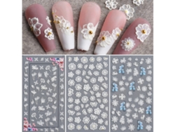 Un juego de 3 pegatinas de manicura esculpidas (ver notas detalladas*)
