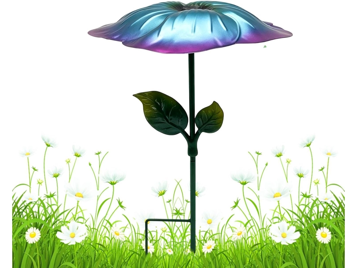 Sombrilla Genérica Para Plantas Con Estaca Metálica, Diseño Floral, Protección Uv Y Decoración. Para Exteriores: