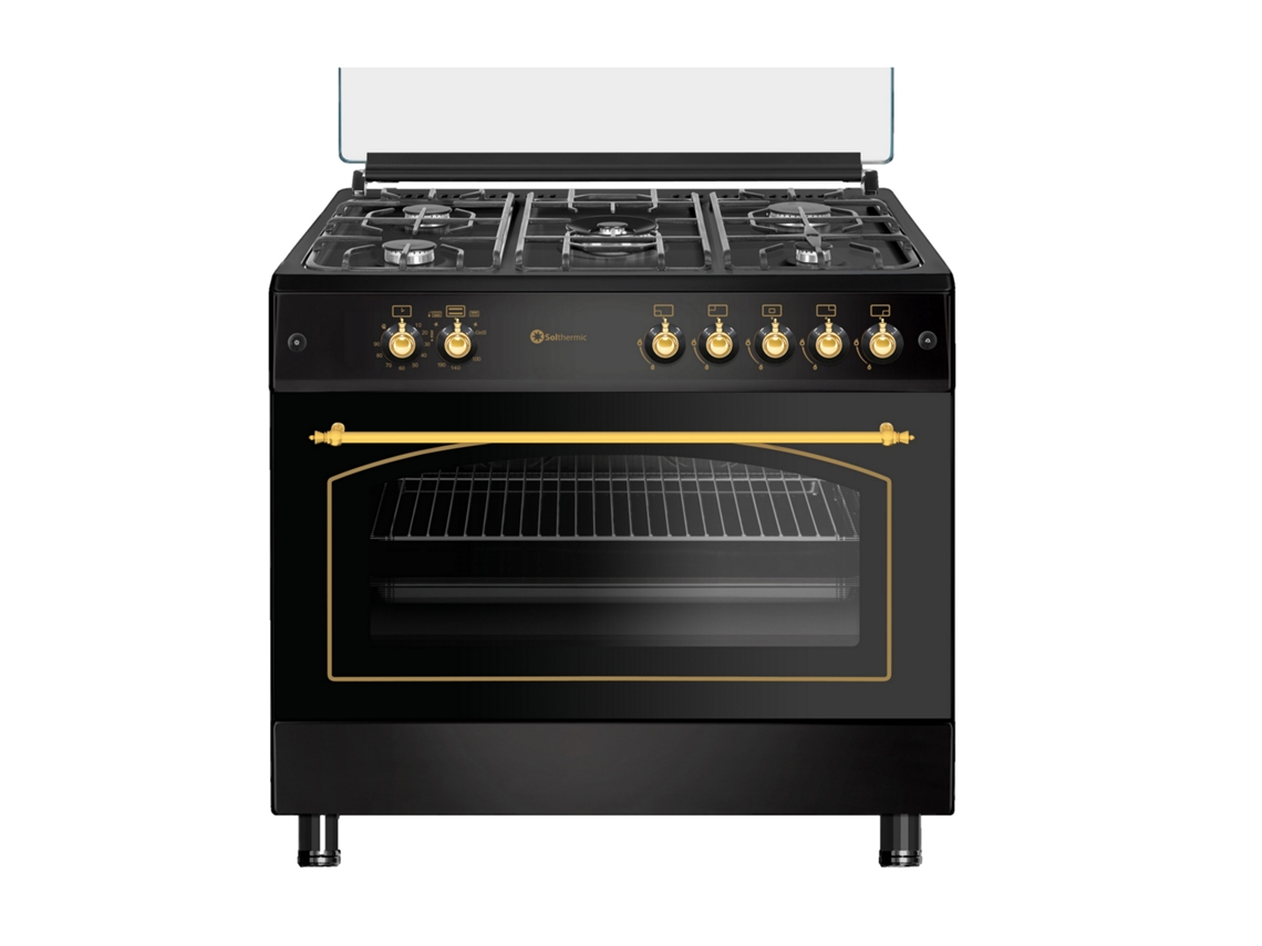 SOLTHERMIC Estufa Gas Rústica Negra 90X60 Horno Panorámico F9L50G2Rb