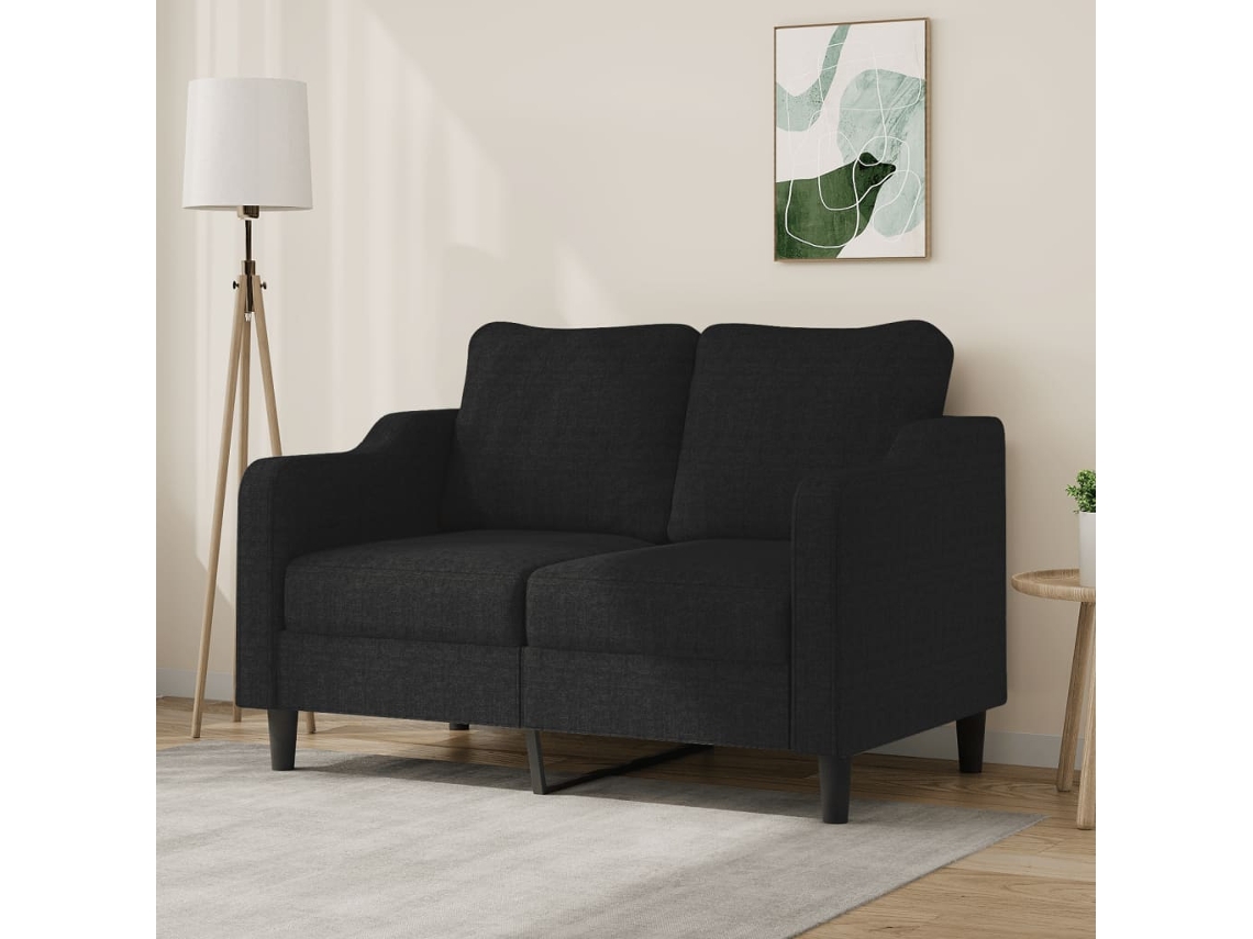 Sofá De 2 Plazas | Sofá De Salón | Sofá De Descanso De Tela Negro 120 Cm Wsd110987