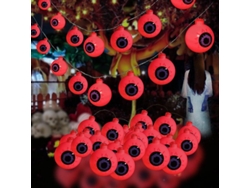 2026-44865-linternas De Cadenas De Ojos De Halloween Linjou, 30 Led Impermeables 8 Modos, Rojo