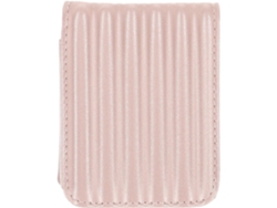 Mini Neceser De Maquillaje Con Espejo En Piel Sintética Rosa - Estuche Para Labios A Prueba De Golpes Y Caídas