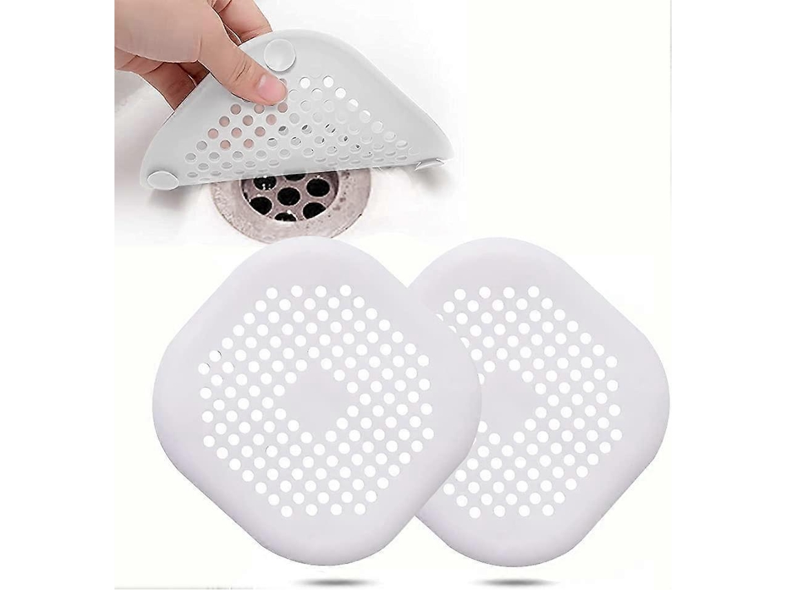 2 Protector De Desagüe De Silicona Con Ventosas, Blanco, Para Baños Y Cocinas, Captura Pelos Y Residuos