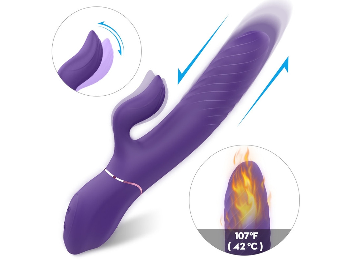 Vibrador De Masaje Calentado Telescpico 2 En 1 Con 9 Modos Para Mujeres (prpura) Yizhood