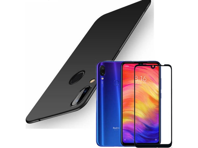 Kit Carcasa y Protector Cristal 5D Xiaomi Redmi Note 7 SlimShield Negro