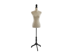 Maniquí De Costura Relaxdays, Femenino, Talla 36/38, Ajustable 130–167 Cm, Con Lunares, Soporte De Madera, Beige/negro