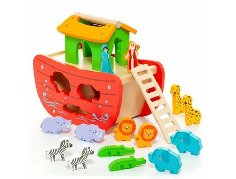 Juego de Asociaciones BIGBUY FUN Playset Moltó Noah's ark Madera 17 Piezas (Edad Mínima Recomendada: 1 año)