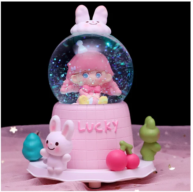 (estilo 36) Caja De Música Con Bola De Cristal Y Luz. Regalo Para El Día De San Valentín.