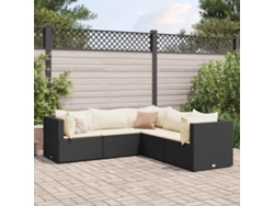 Conjunto de jardín de 5 piezas DKD Home Decor con cojines de mimbre negros