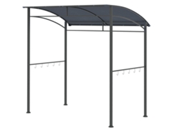 Pabellón Barbacoa Acero 215x150x174/220 Cm Cubierta Lluvia Ganchos Gris