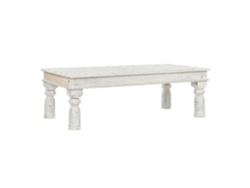 Mesa Centro Madera Tallada Decape Blanco 150x76x48cm