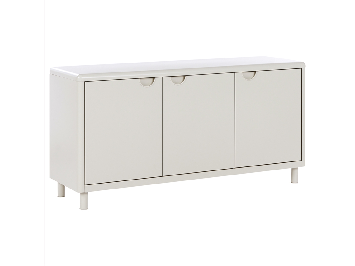 Armário Baixo Com 3 Portas E Prateleiras Para Escritório Em Casa Beliani Korvo De Aço Creme 140x42x70