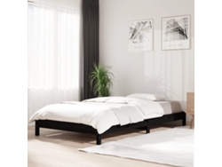 Cama Apilable De Madera Pino Maciza Negro 90x200 Cm